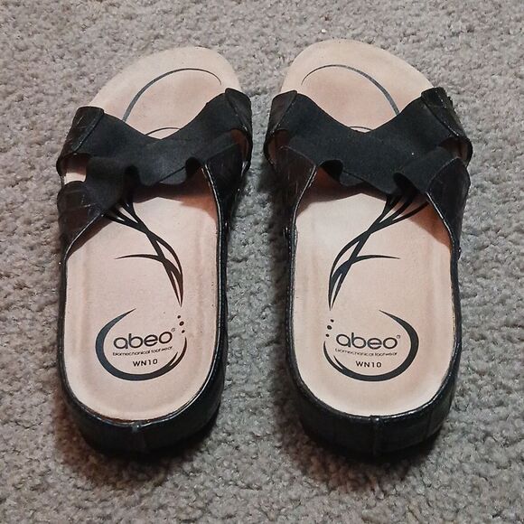 Abeo black slip on sandals Sz 10 - Picture 4 of 7